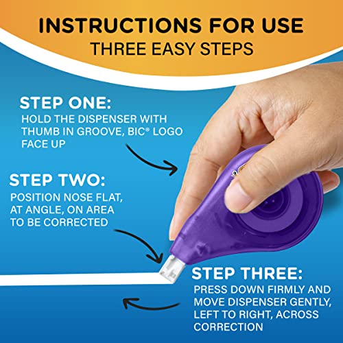 BIC Wite-Out Brand EZ Correct Correction Tape, 39.3 feet, 4-Count Pack of White Correction Tape, Fast, Clean and Easy to Use Tear-Resistant Tape Office or School Supplies