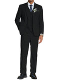 COOFANDY Men's 3 Piece Linen Suits Set Regular Fit Casual Lightweight Blazer Jacket Dress Vest and Pants Black