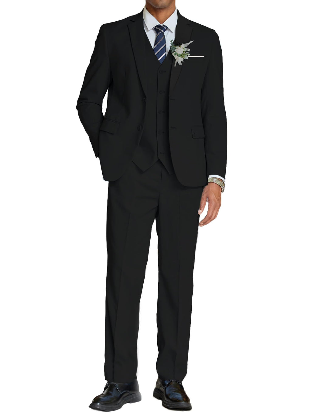 COOFANDY Men's 3 Piece Cotton Linen Suits Blazer Jacket Regular Fit Casual Sports Coats Suits Vest and Pants Black
