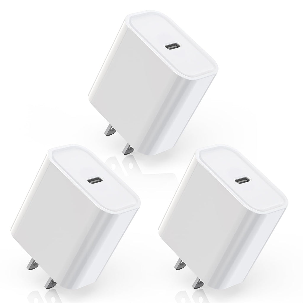 iPhone 17/16 Charger Block,【3Pack】20W USB C Wall Charger Block Fast Charging Blocks Plug Bricks PD Type C Adapter for Apple iPhone Air/17 Pro Max/16 ProMax/16Plus/15/14/13/12/AirPods/iPad Pro/Air/Mini