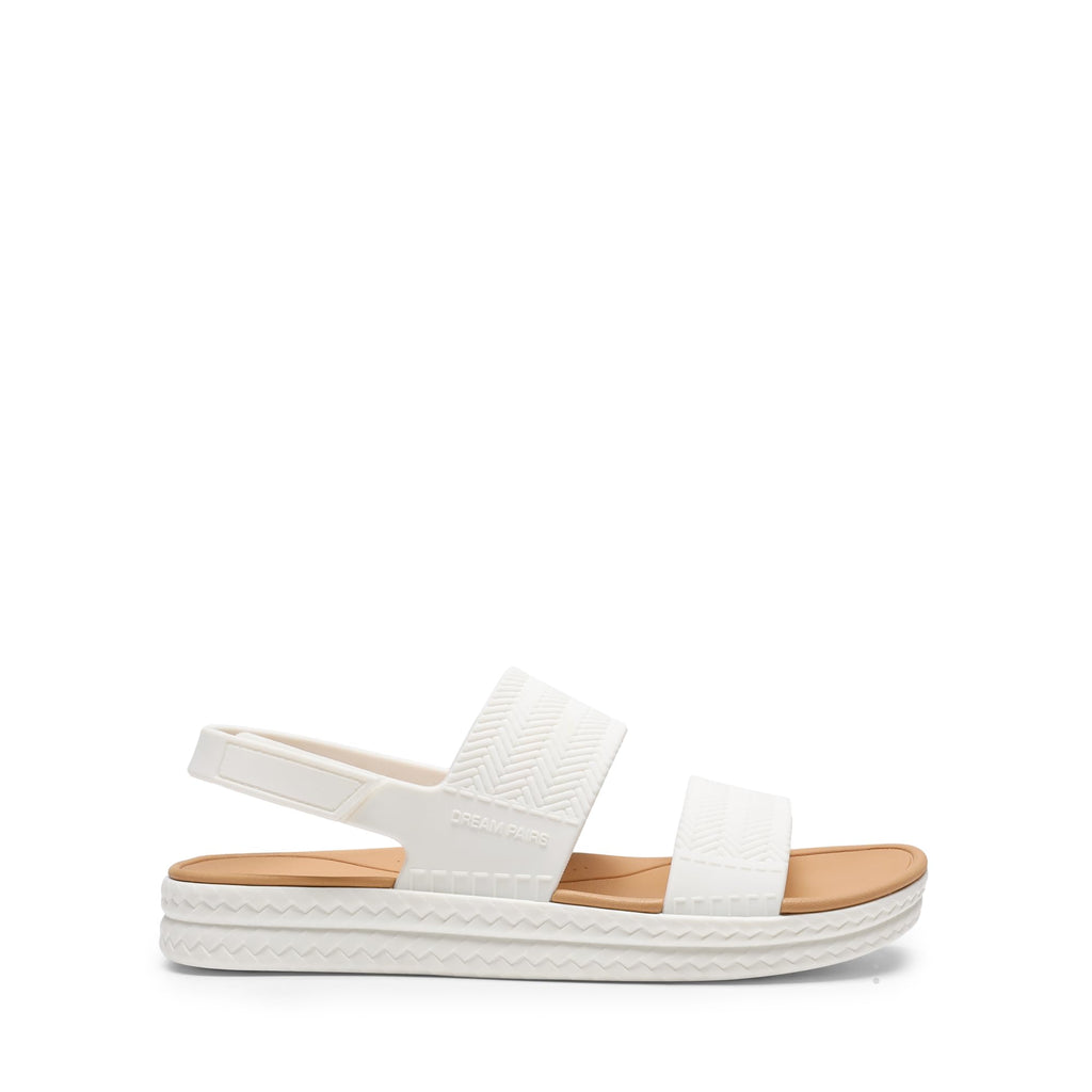 DREAM PAIRS Women Water Sandals Comfortable Flat Beach Platform Dressy Summer Walking Shoes,Size 7,White,SDFS26006W