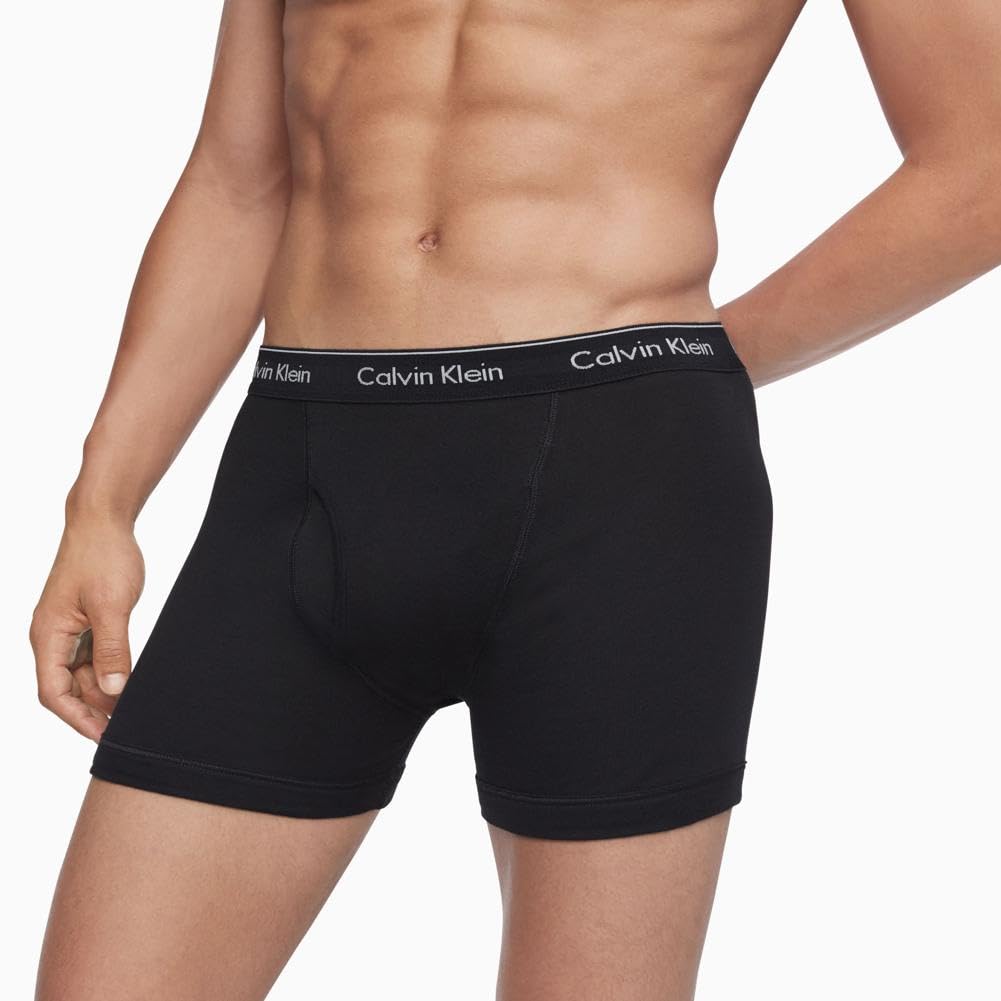 Calvin Klein Men's Cotton Classics 3-pack Boxer Brief, 3 Black, Medium
