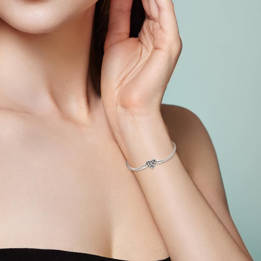 Parmuz 925 Sterling Silver Charm Bracelet for Woman Snake Chain Bracelet Star Moon Butterfly Cute Iconic Moments European Bracelet Jewelry Gift for Woman