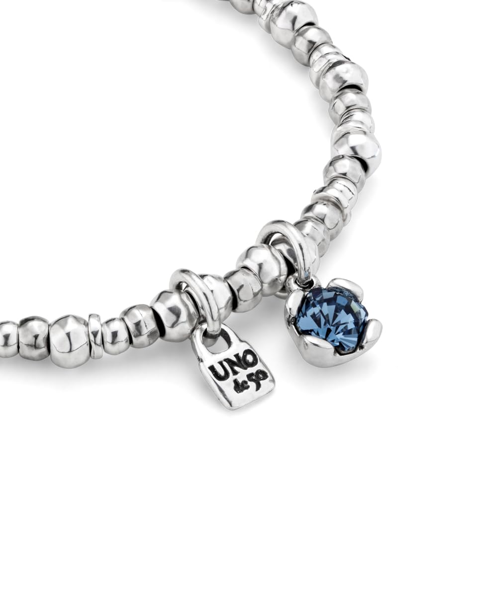 Uno de 50 ATTRACTIVE Bracelet, Sterling Silver-Plated, Blue Faceted Crystal, Lobster Claw Clasp, Charismatic Collection