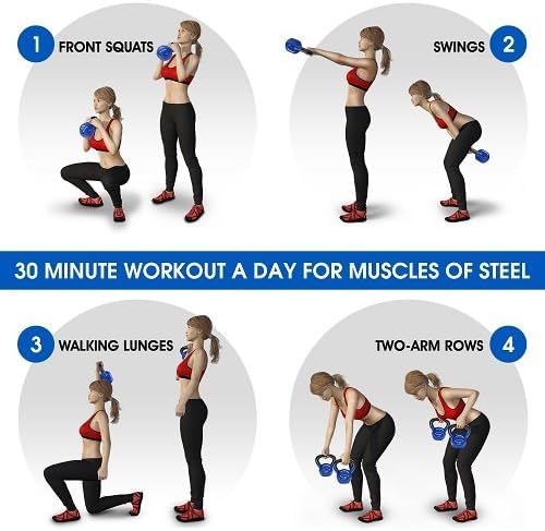 Yes4All Kettlebell, 5-100 LB Vinyl Coated Cast Iron Strength Training Kettlebells for Home Gym Exercises, Fitness, Full Body Workout Equipment, Push Ups, and Grip Strength
