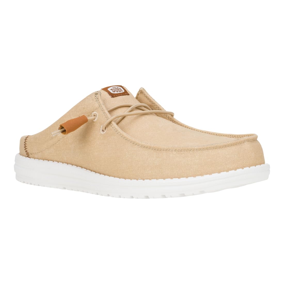 HEYDUDE Men's Wally Slip Stretch Canvas Loafer Tan/White