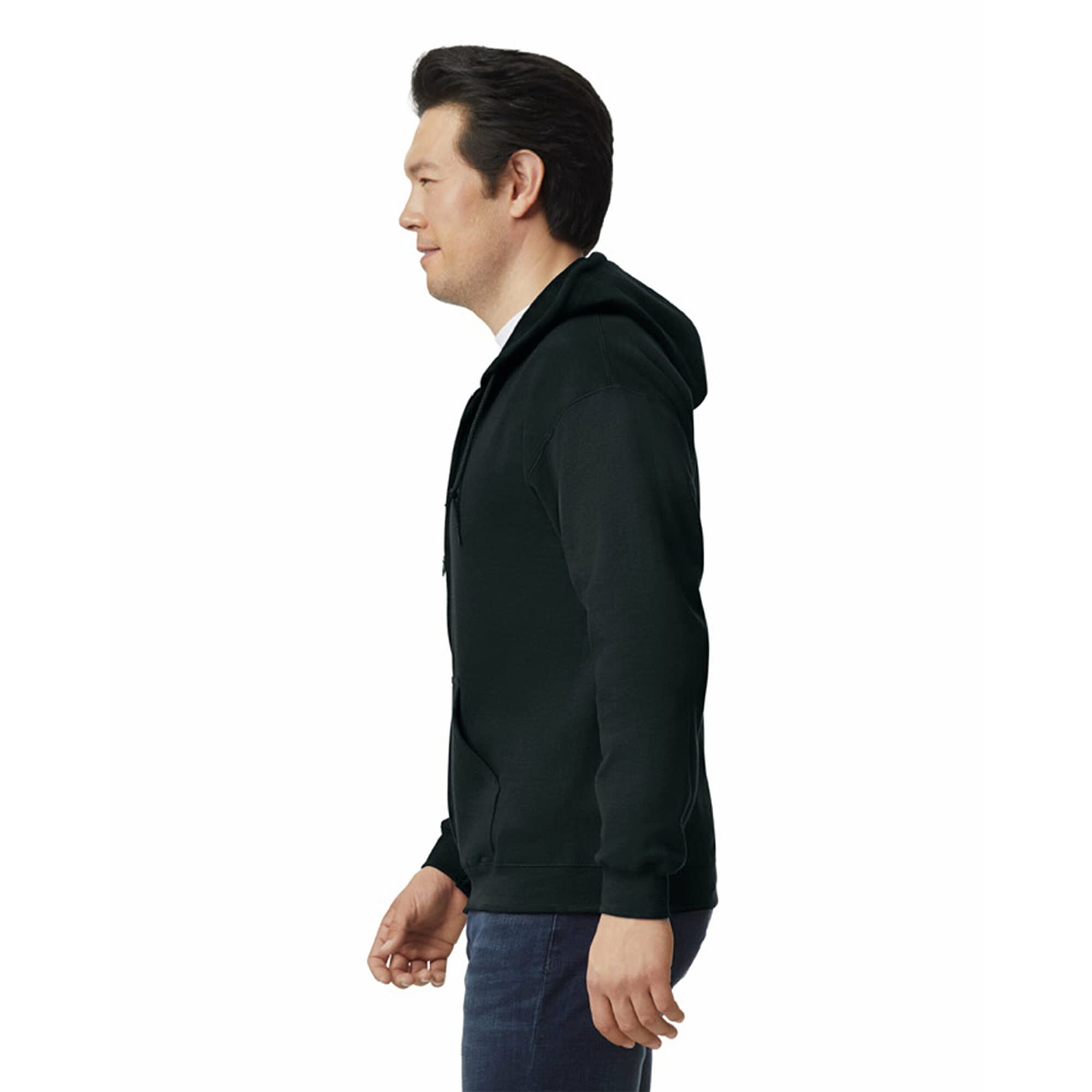 UGP Campus Apparel Gildan Men's Fleece Zip Hooded -Sweatshirt, Style G18600, Black, Large