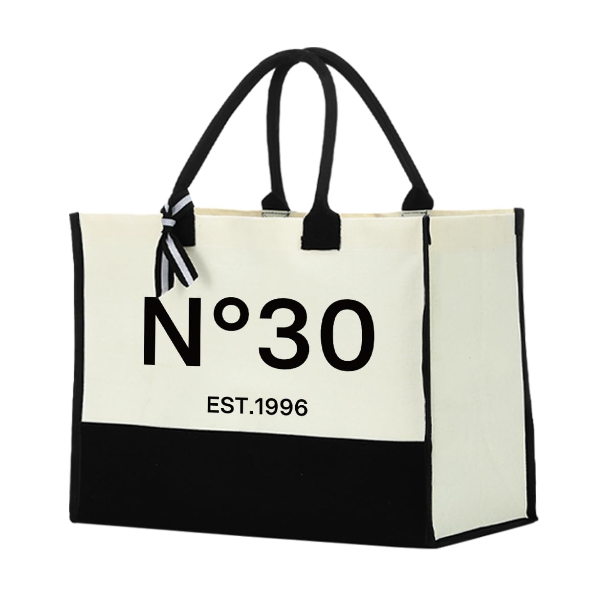 MIOOKISS 30th Birthday Gifts for Women Canvas Tote Bag Unique Gifts for 30 Year Old Woman Friend Wife Sister Vintage 1996 Birthday Bags Reusable Travel Shopping Canvas Handbag Grocery Bag