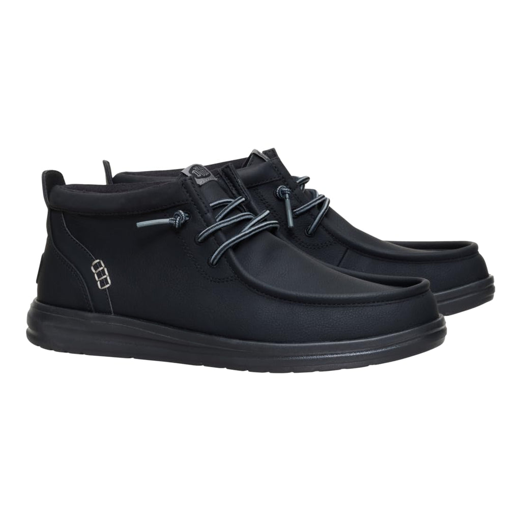 HEYDUDE Wally Mid Gripr Classic, Black/Black, Size 11, Men’s Boots, Men’s Pull On Boots, Water-Repellent, Comfortable & Lightweight