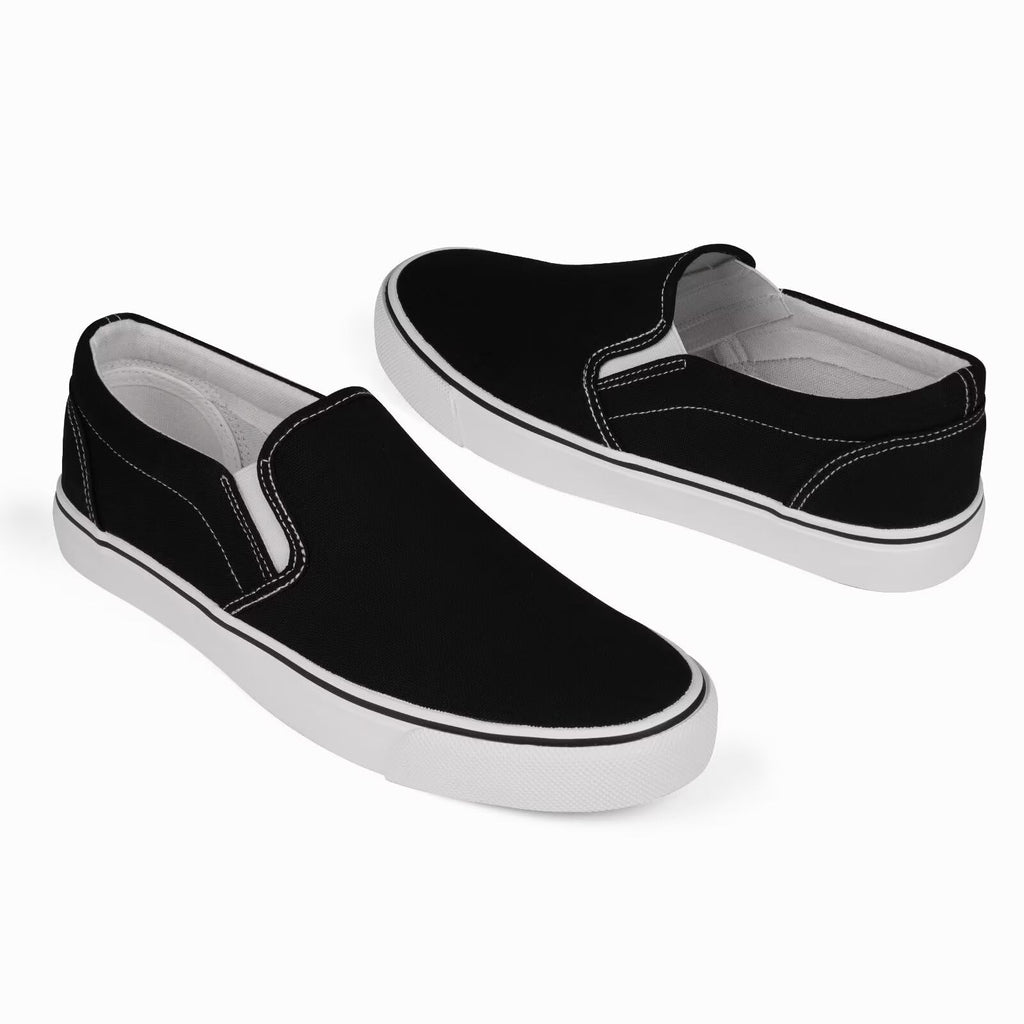 Mens Classic Slip on Canvas Shoes Casual Loafers Fashion Sneakers Black