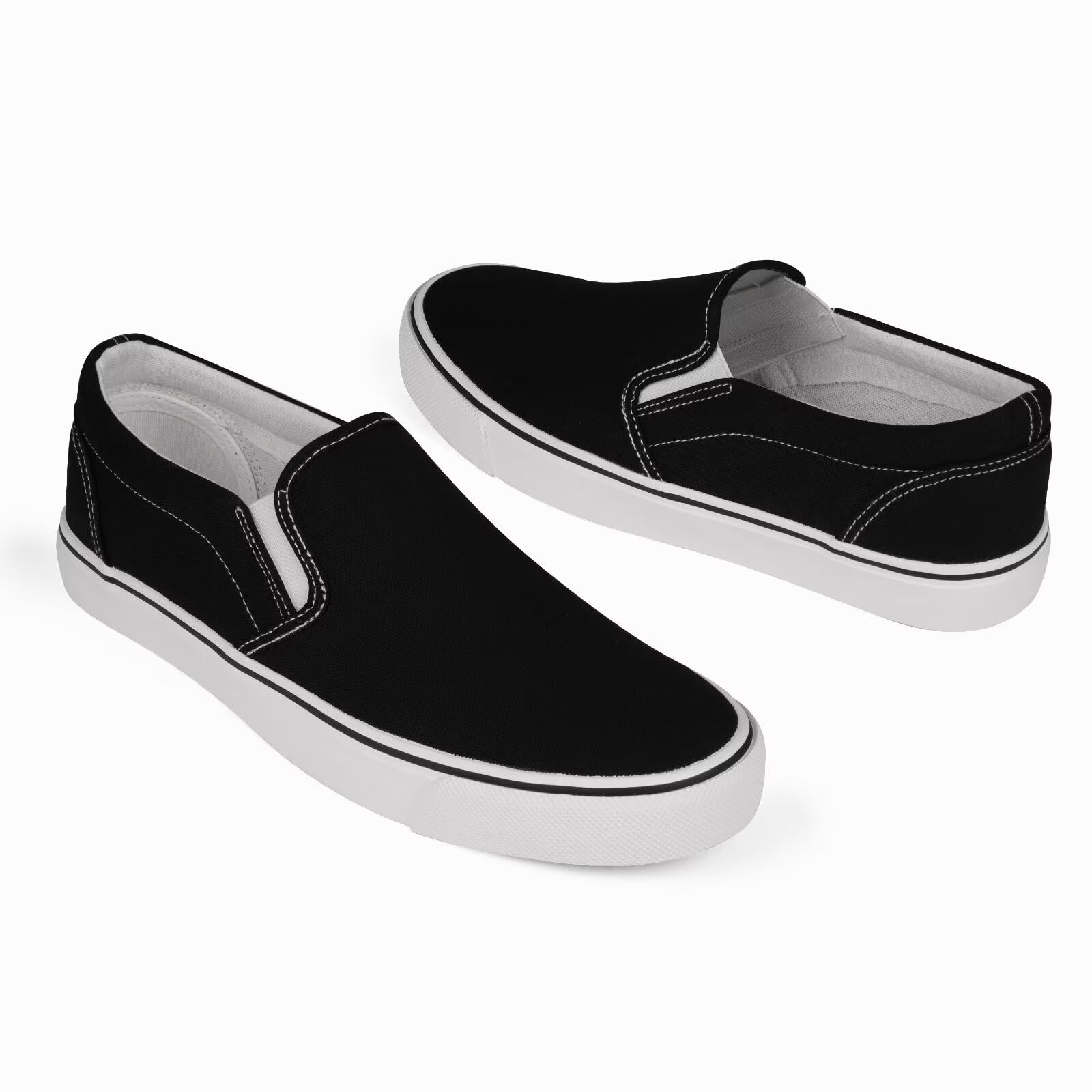 Mens Classic Slip on Canvas Shoes Casual Loafers Fashion Sneakers Black