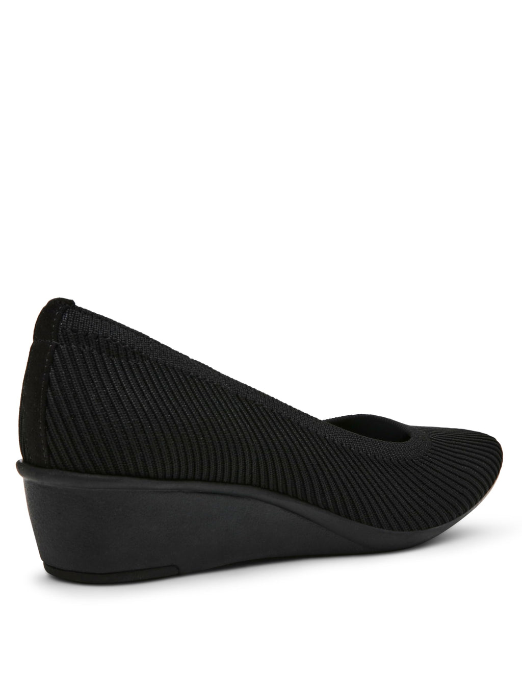 Anne Klein Women's Wisher Closed Toe Comfortable Slip-On Business Casual Pump Wedge, Black Knit, 9