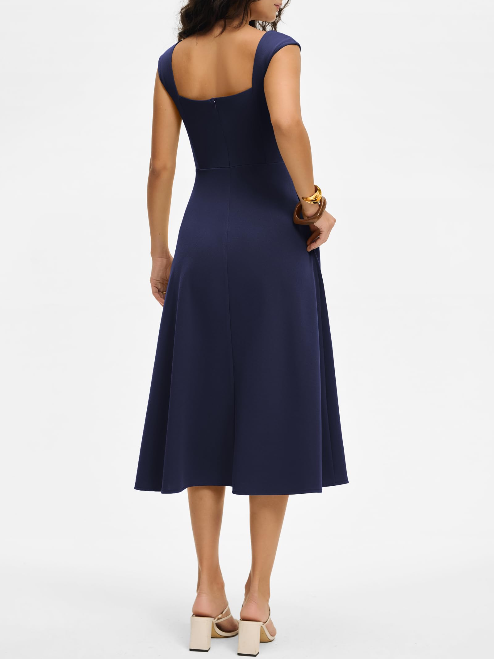 ANRABESS Womens Sweetheart Neck Sleeveless Midi Dress 2026 Summer Formal Wedding Guest Party Cocktail Dresses with Pockets Navy Blue Medium