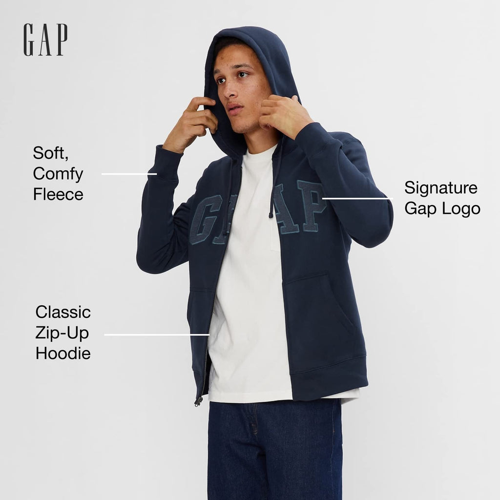 GAP mens Logo Hoodie Zip Hooded Sweatshirt, True Black V2 2, XX-Large US