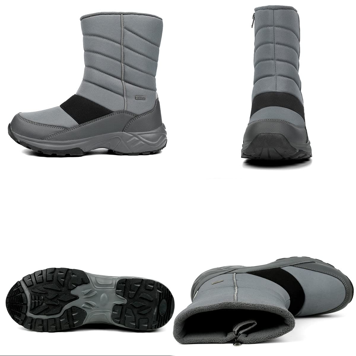 SILENTCARE Mens Winter Mid-Calf Snow Boot Fur Warm Waterproof Slip On Outdoor Athletic