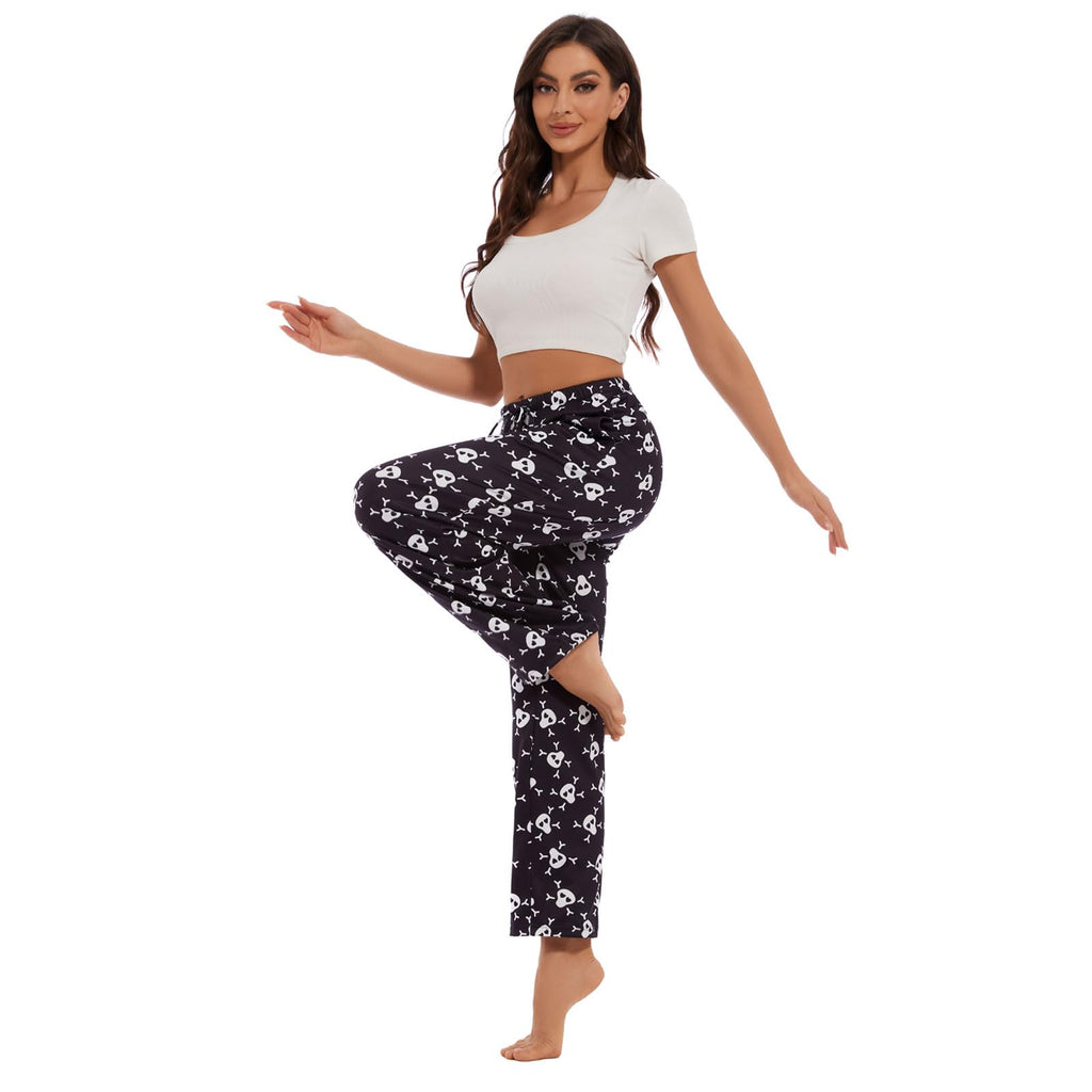 Devirld Women's Lounge Pants, Straight-Leg Loose Pajama Pants for Women Flowy Wide Leg Palazzo Trousers with Pockets
