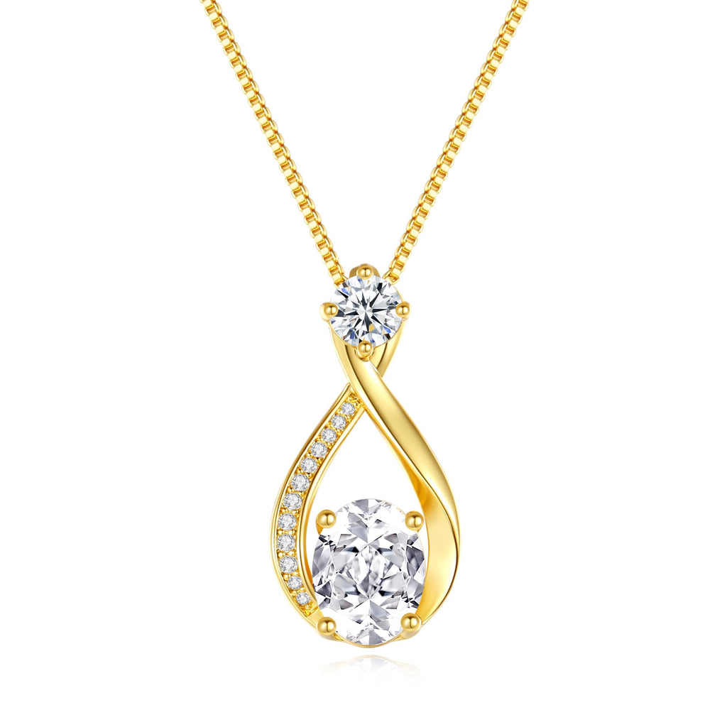 geweio 1.5CT Moissanite Infinity Pendant Necklace Anniversary Wedding Gifts for Women Wife Her S925 Sterling Silver 18K White Gold/Gold Filled Jewelry for Birthday Mothers Christmas Valentines Day