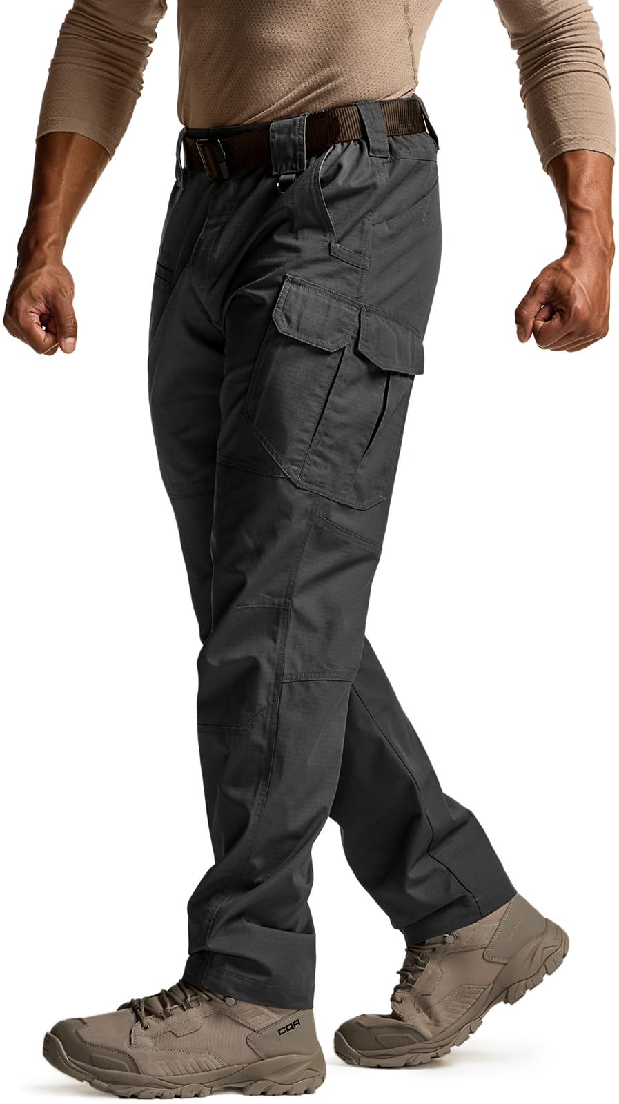 CQR Men's Tactical Pants, Water Resistant Ripstop Cargo Pants, Lightweight EDC Work Hiking Pants, Outdoor Apparel, Raider Mag Pocket Black, 34W x 30L