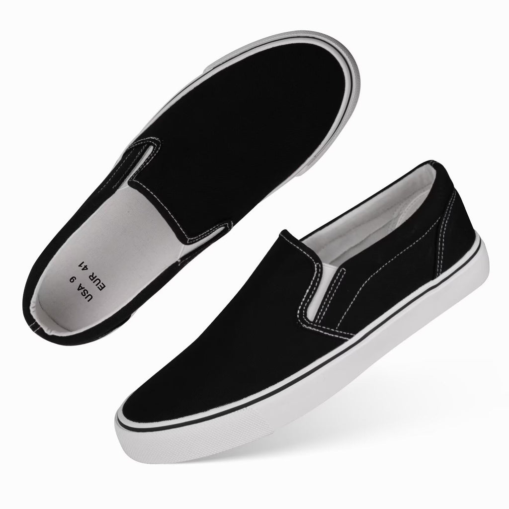 Mens Classic Slip on Canvas Shoes Casual Loafers Fashion Sneakers Black