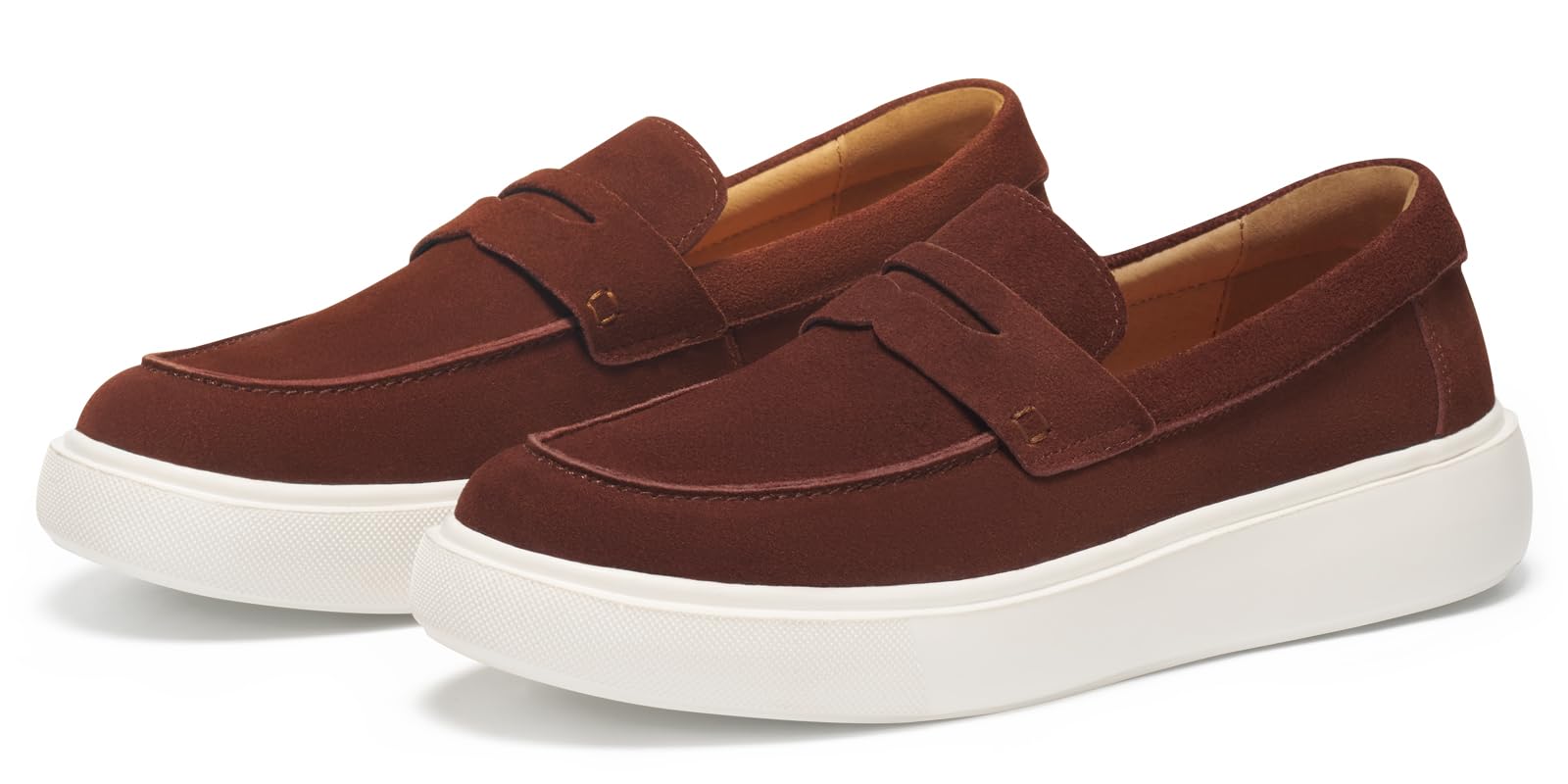 Journey West Suede Slip-on Penny Loafers Sneakers Shoes for Men Brown US 10