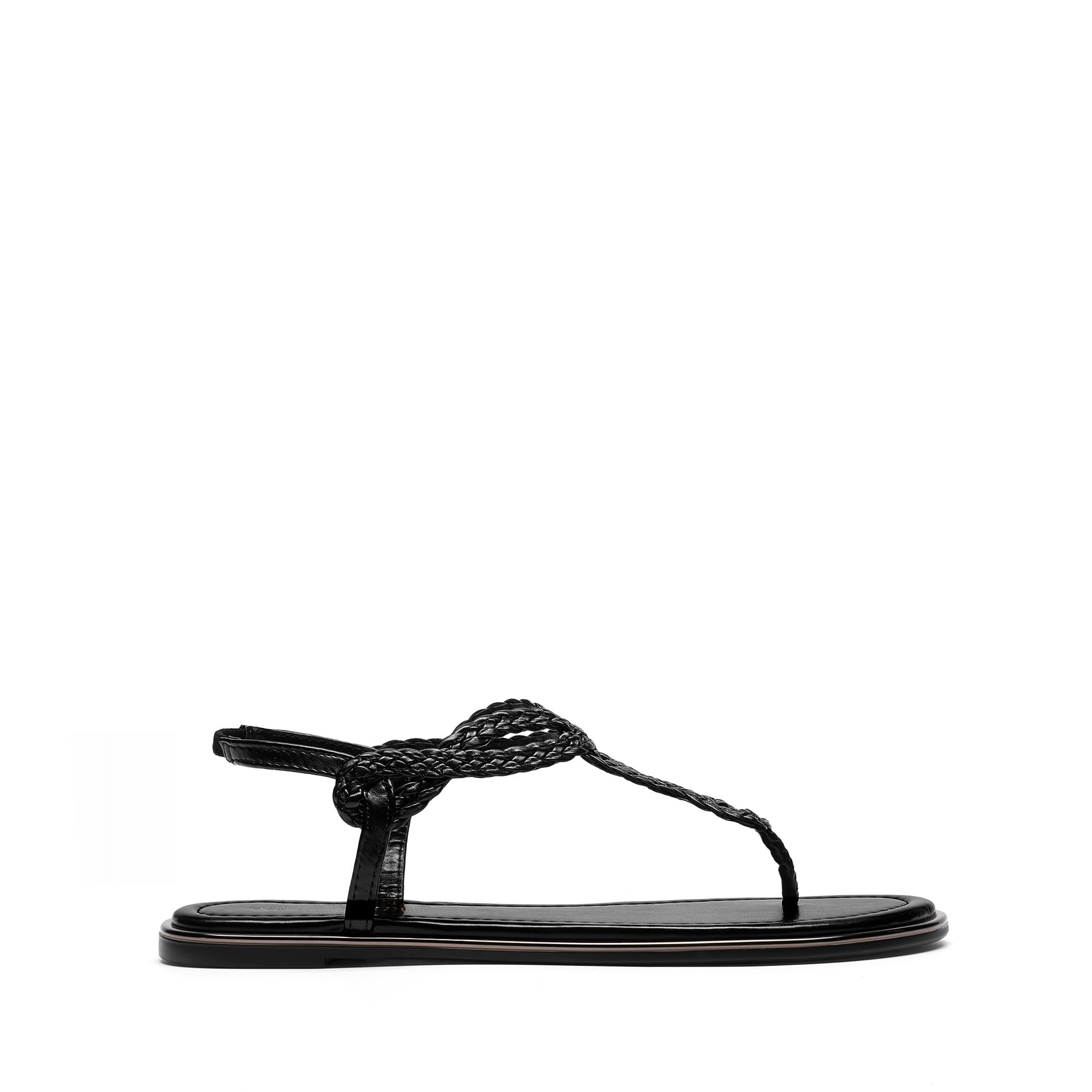 DREAM PAIRS Women's Flat Sandals Dressy Summer Stappy Comfortable Ankle Elastic T-Strap Beach Thong Sandals,Size 8,All Black,SDFS2406W