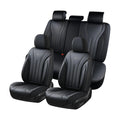 Coverado Car Seat Covers Full Set, Waterproof Nappa Leather Seat Cover for Cars, Luxury Universal Seat Cover, Front and Back Car Seat Protector Car Seat Cushion Fit for Most Cars(Black)