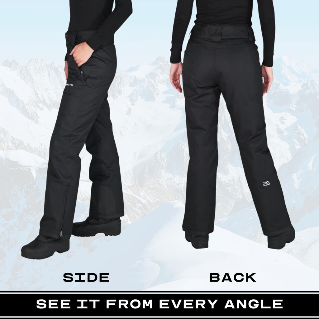 Arctix Women's Insulated Snow Pants, Black, Small Short
