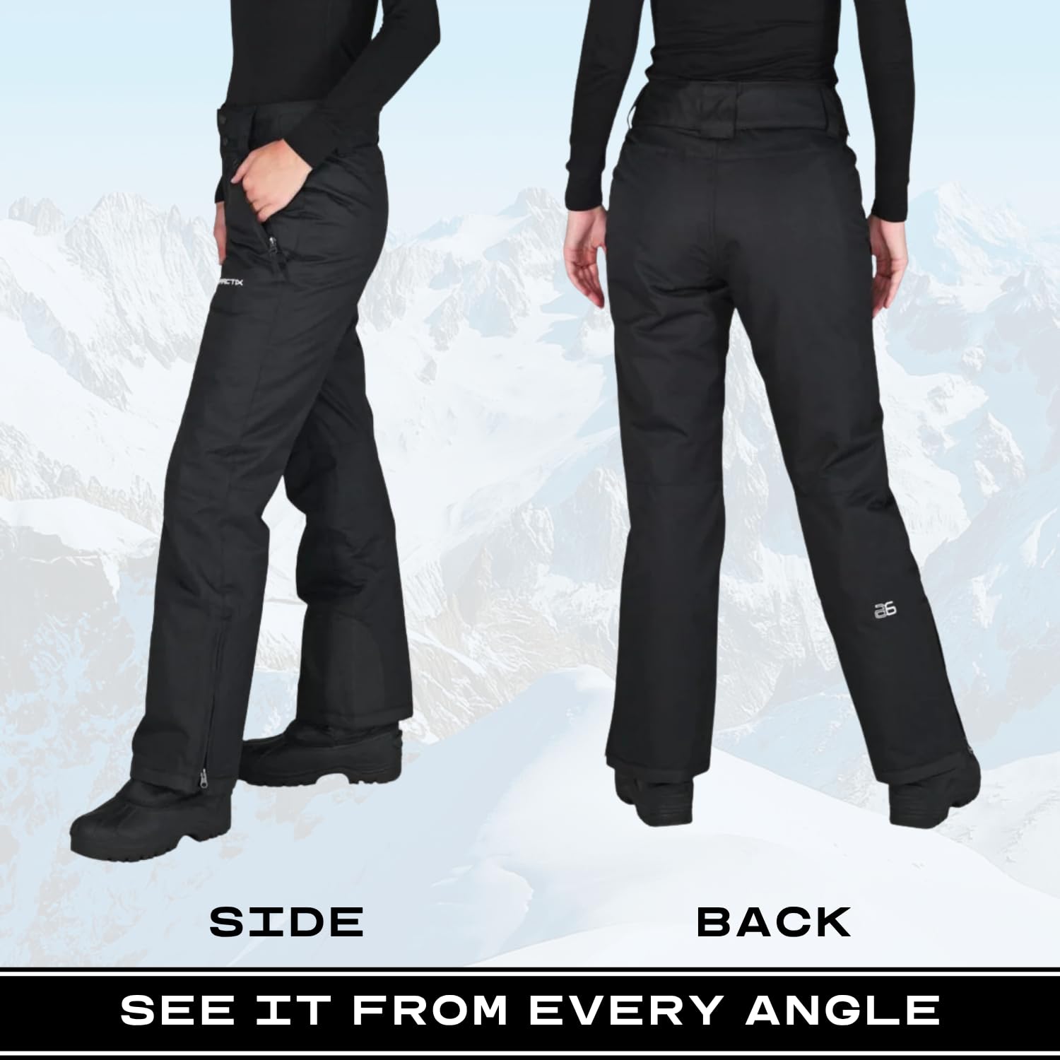 Arctix Women's Insulated Snow Pants, Black, Small Short