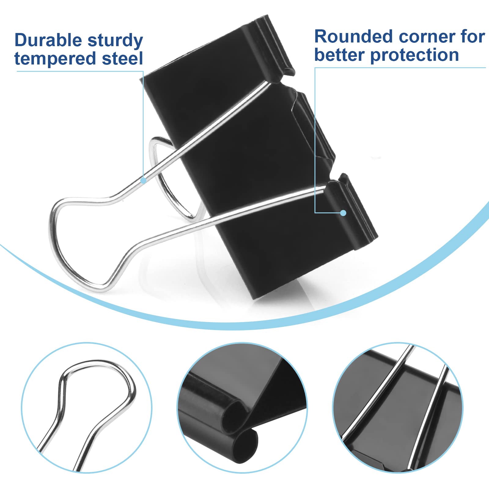 Large Binder Clips 1.6 Inch (48 Pack),Binder Clips Large Size,Big Paper Clips Clamps for Office and Home Supplies, Black