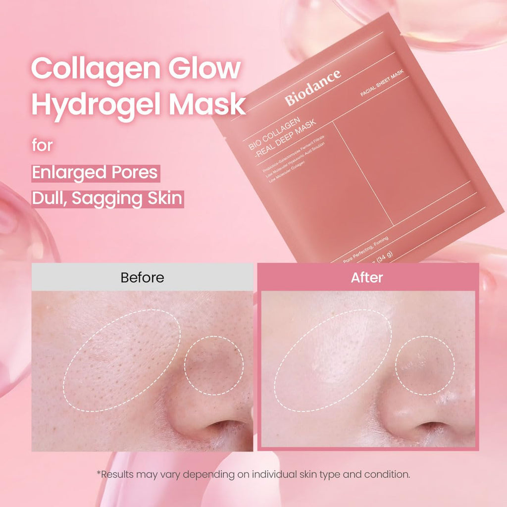 BIODANCE Bio-Collagen Real Deep Mask, Hydrating Overnight Hydrogel Mask, Pore Minimizing, Plumping, Elasticity Improvement, Korean Skin Care, Valentines Day Gifts for Her | 1.19oz(34g) x 16ea