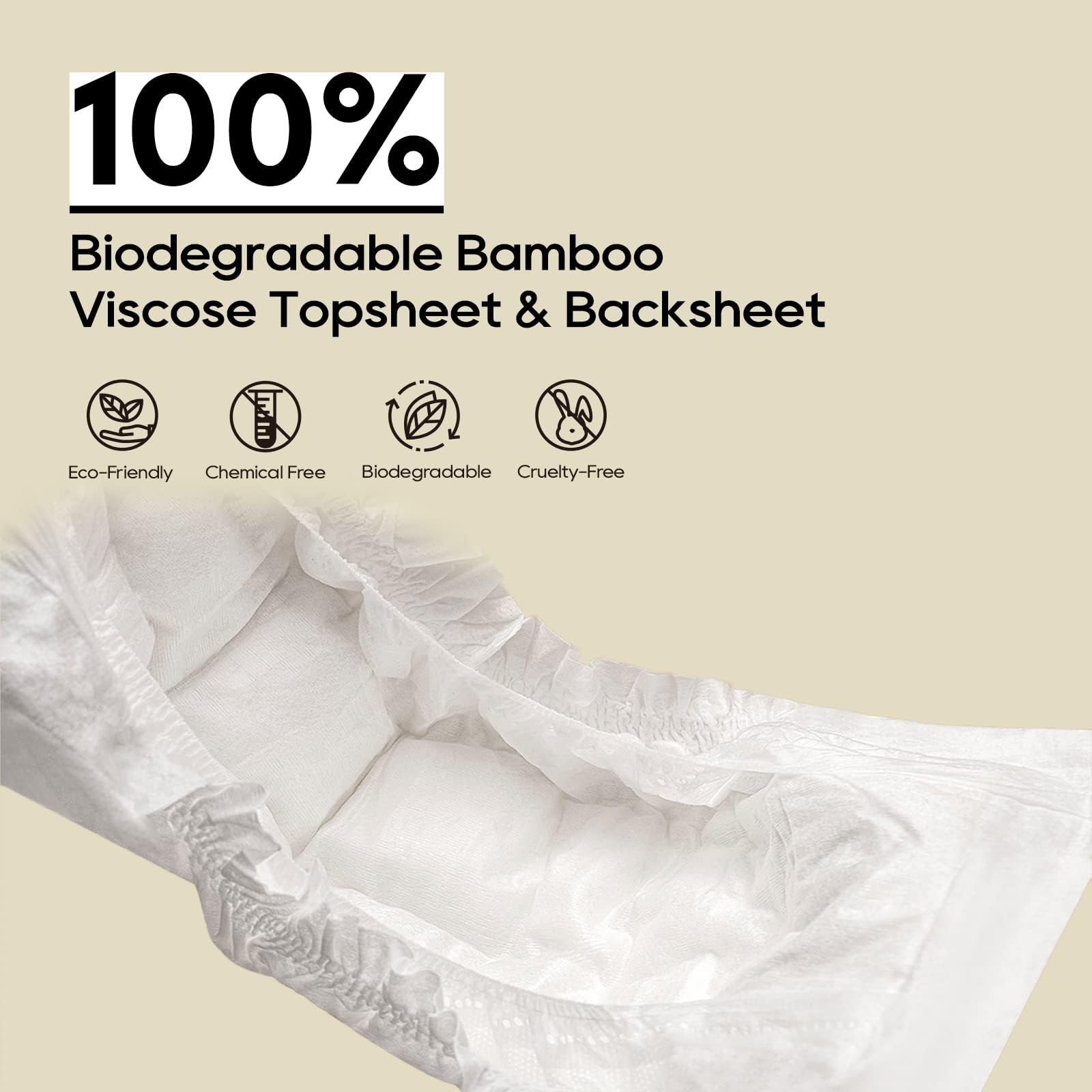 ECO BOOM Preemie Diapers, Viscose from Bamboo Diapers, Natural Soft Disposable Nappies for Infant, Size 0 Suitable for up to 7 lbs (Newborn - 80 Count)