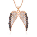 AFFY 1/2 Carat Round Cut White & Enhanced Black Natural Diamond Angel Wings Pendant Necklace In 14k Rose Gold Over Sterling Silver (0.50 Cttw) With 18" Chain