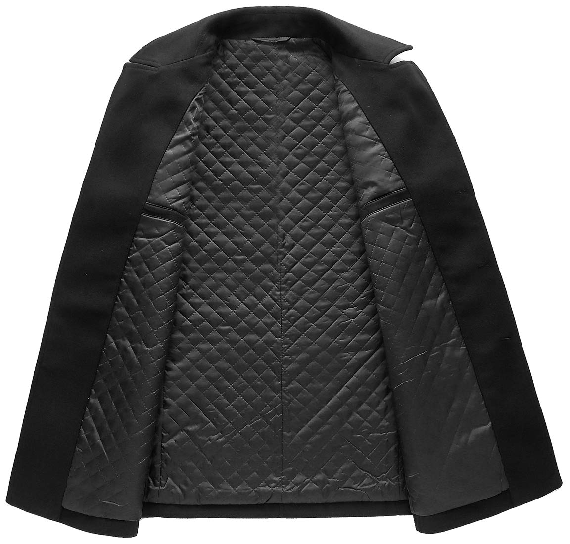chouyatou Men's Classic Notched Collar Double Breasted Wool Blend Pea Coat (Medium, Black)