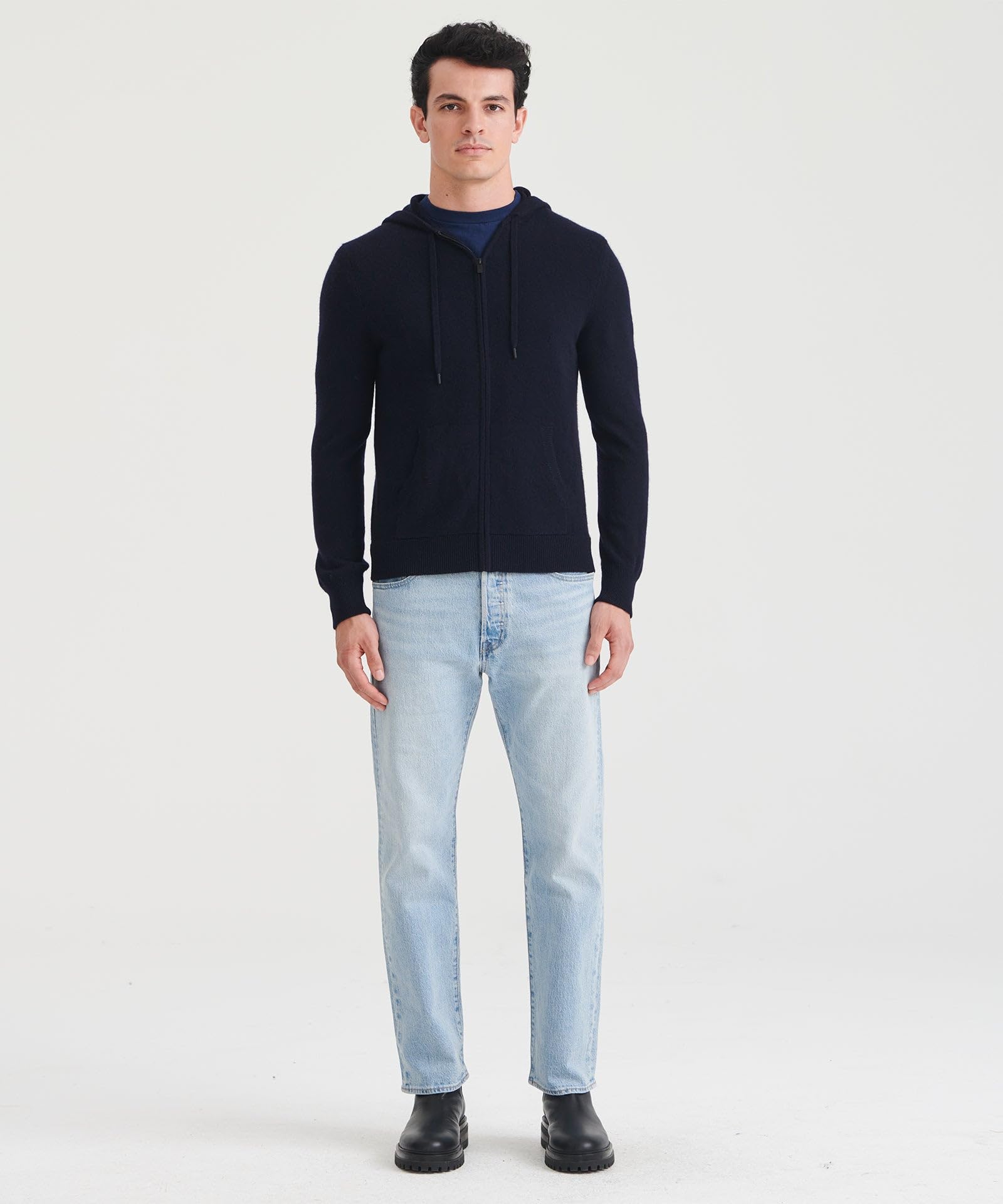 NAADAM Signature Cashmere Zip Hoodie,Navy,M