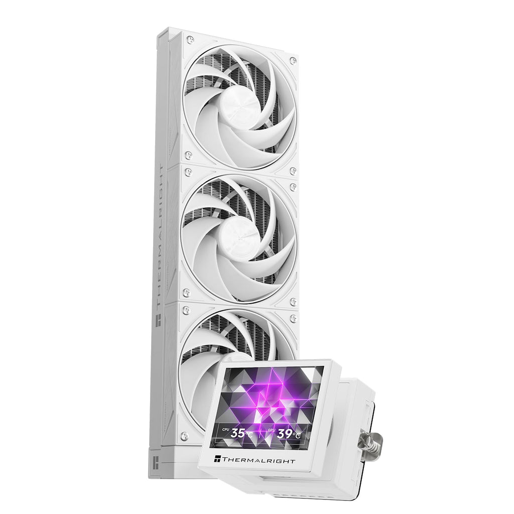 Thermalright Stream Vision 360 White-AIO Liquid Cooler,3x120mm Water Cooling,3.5in LCD Screen with Embedded Fan,for AM4/AM5,LGA1700/1851,High Performance Magnetic Cooling Head for 640x480 Resolution
