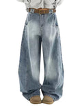 OTEEGX Barrel Baggy Jeans for Women Men Wide Leg Low Rise Jeans Loose Oversized Boyfriend Pants Aesthetic Clothes Blue1-L