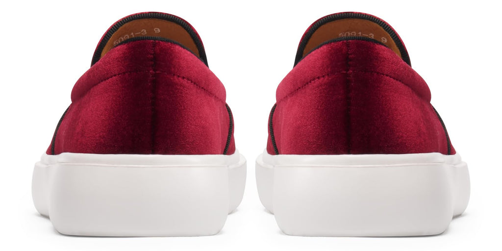 Journey West Men's Fashion Velvet Sneakers with Embroidery Light Weight Comfortable Slip-On Walking Shoes for Men Lion Burgundy US 8.5