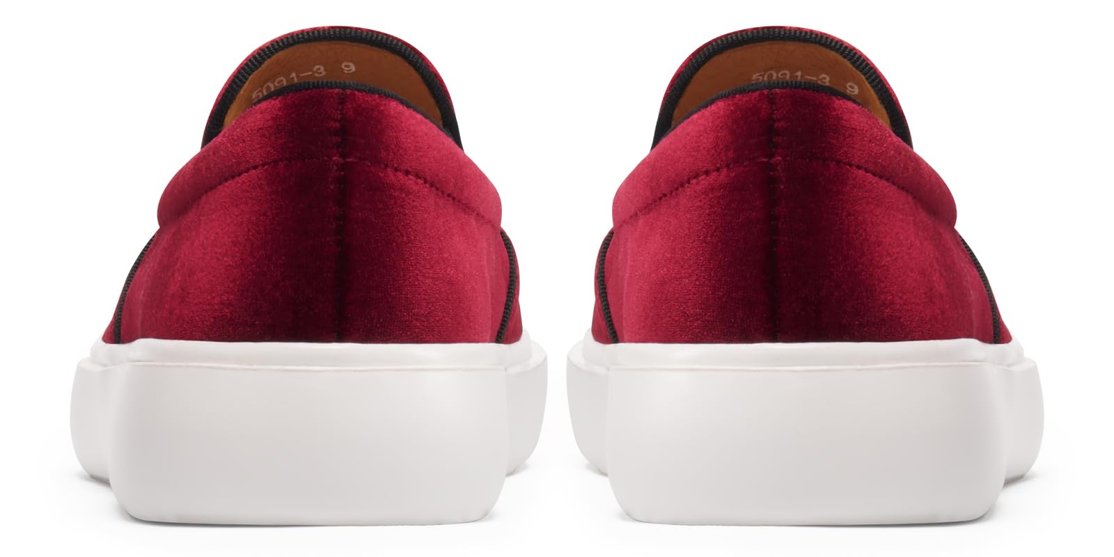 Journey West Men's Fashion Velvet Sneakers with Embroidery Light Weight Comfortable Slip-On Walking Shoes for Men Lion Burgundy US 8.5