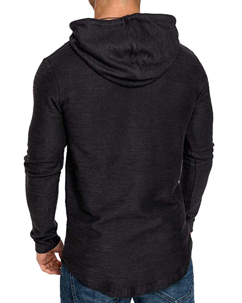 Lexiart Mens Fashion Athletic Hoodies Sport Sweatshirt Solid Color Fleece Pullover Black L