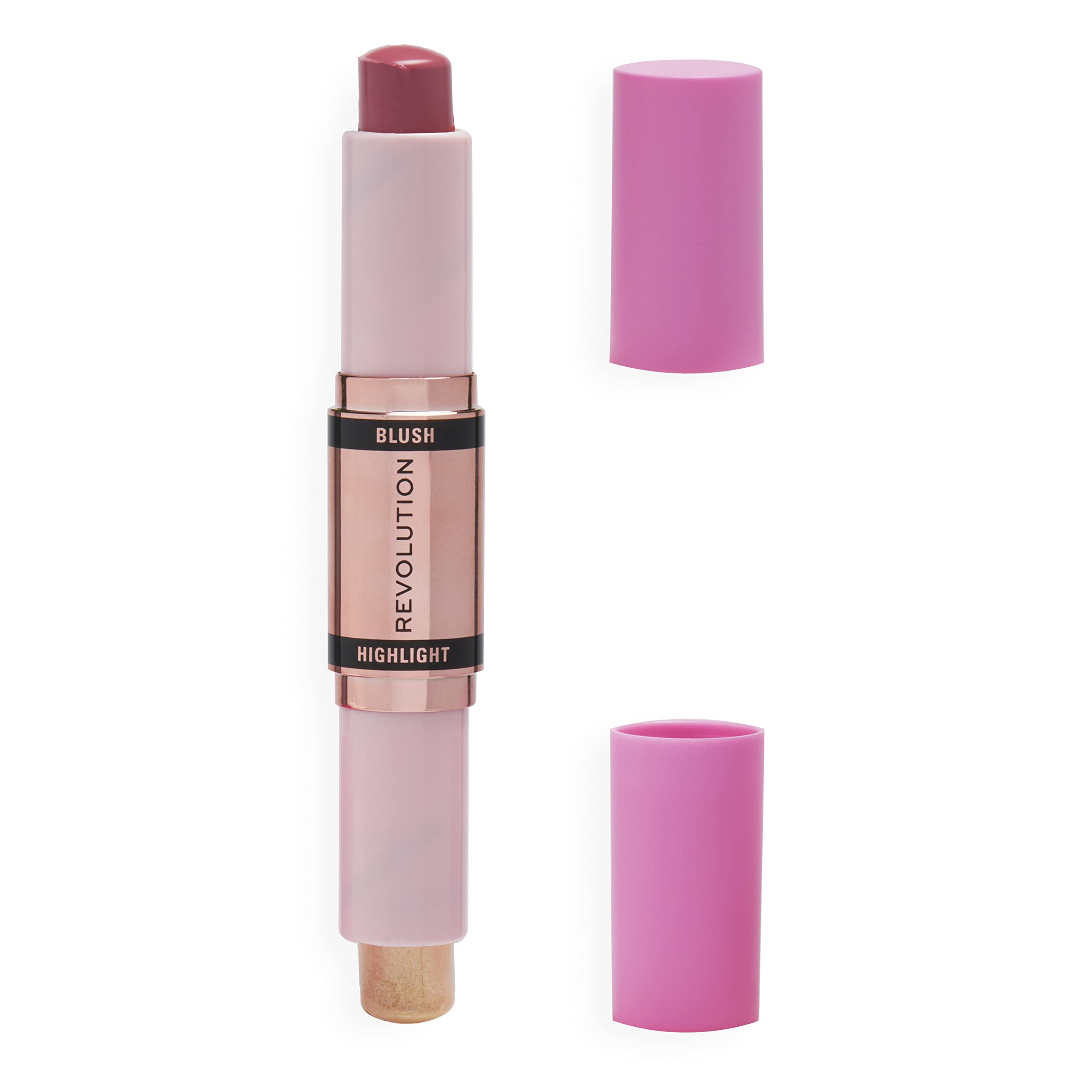 Revolution, Blush & Highlight Stick, Dual Ended, Highly Pigmented, Blendable Formula, Mauve Glow, 2 X 0.15 Oz.