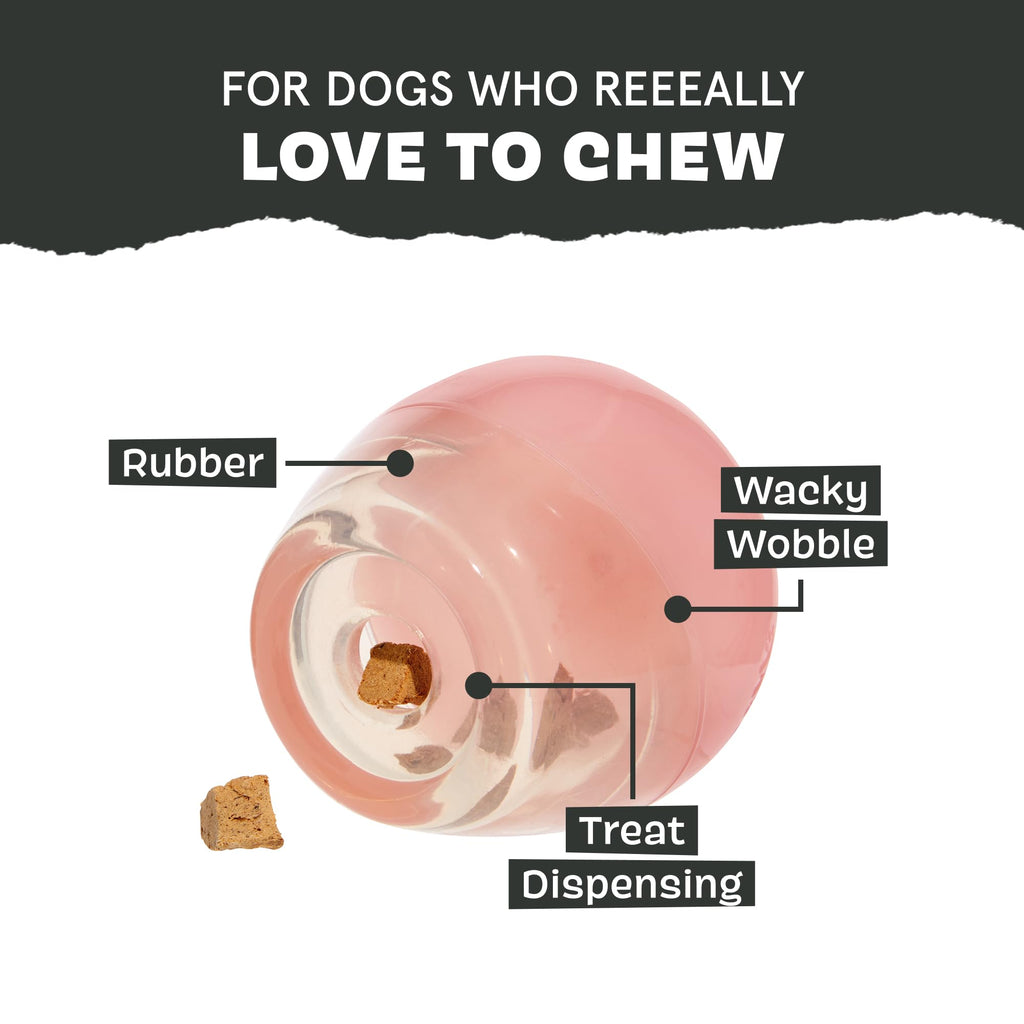 Barkbox Tipsy Rosé Dog Toy for Aggressive Chewers | Durable Treat-Dispensing Rubber Toy for Large Dogs | Puppy Teething Toys & Dog Toys to Keep Them Busy