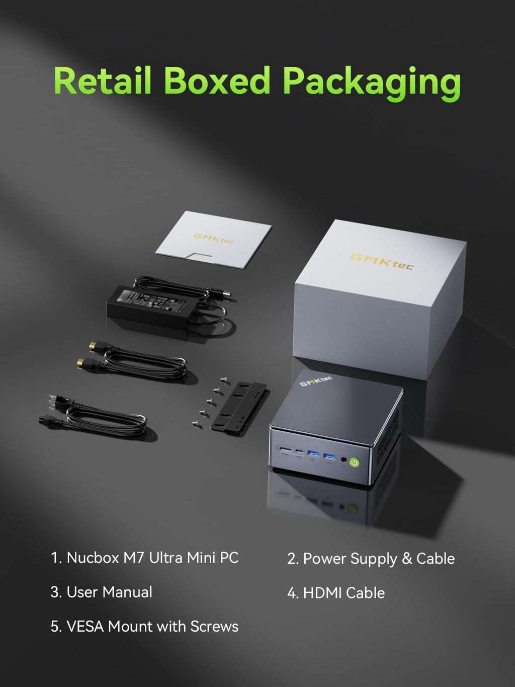 GMKtec Mini PC Gaming M7 Ultra Ryzen 7 PRO 6850U 16GB DDR5 RAM + 512GB Hard Drive PCle SSD Oculink Dual NIC LAN 2.5G Desktop Computer, Dual USB4, HDMI 2.1, USB-C M7 Ultra 16+512