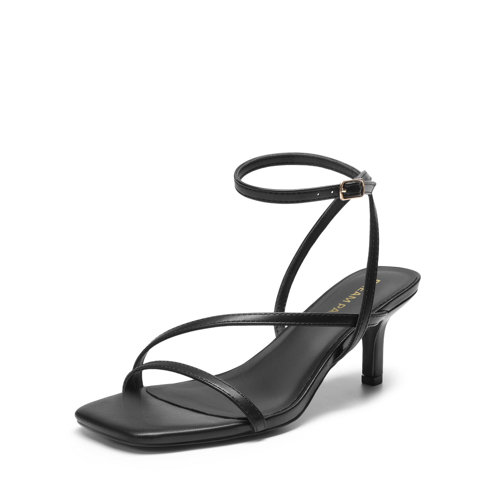 DREAM PAIRS Women's Low Kitten Heels Strappy Open Square Toe Ankle Strap Sexy Fashion Comfort Dress Shoes Party Heeled Sandals,Size 11,Black,DWUMHS2561