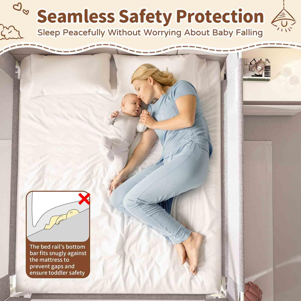 PurePapoose 3-Piece King Size Bed Rail for Toddlers - Height Adjustable Baby Bed Rail Guard with Headboard Rod,Safety Bed Rails for King Size Bed with Child Lock(78.74x78.74x74.8 Inch)