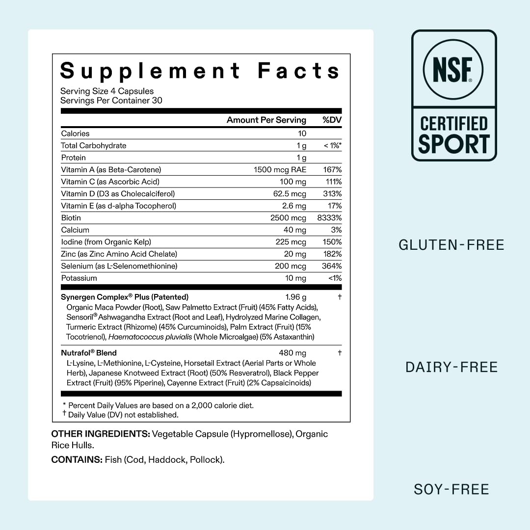 Nutrafol Women's Balance Hair Growth Supplements, Ages 45 and Up, Clinically Proven for Visibly Thicker Hair and Scalp Coverage in 3-6 Months, Dermatologist Recommended - 1 Month Supply Refill Pouch
