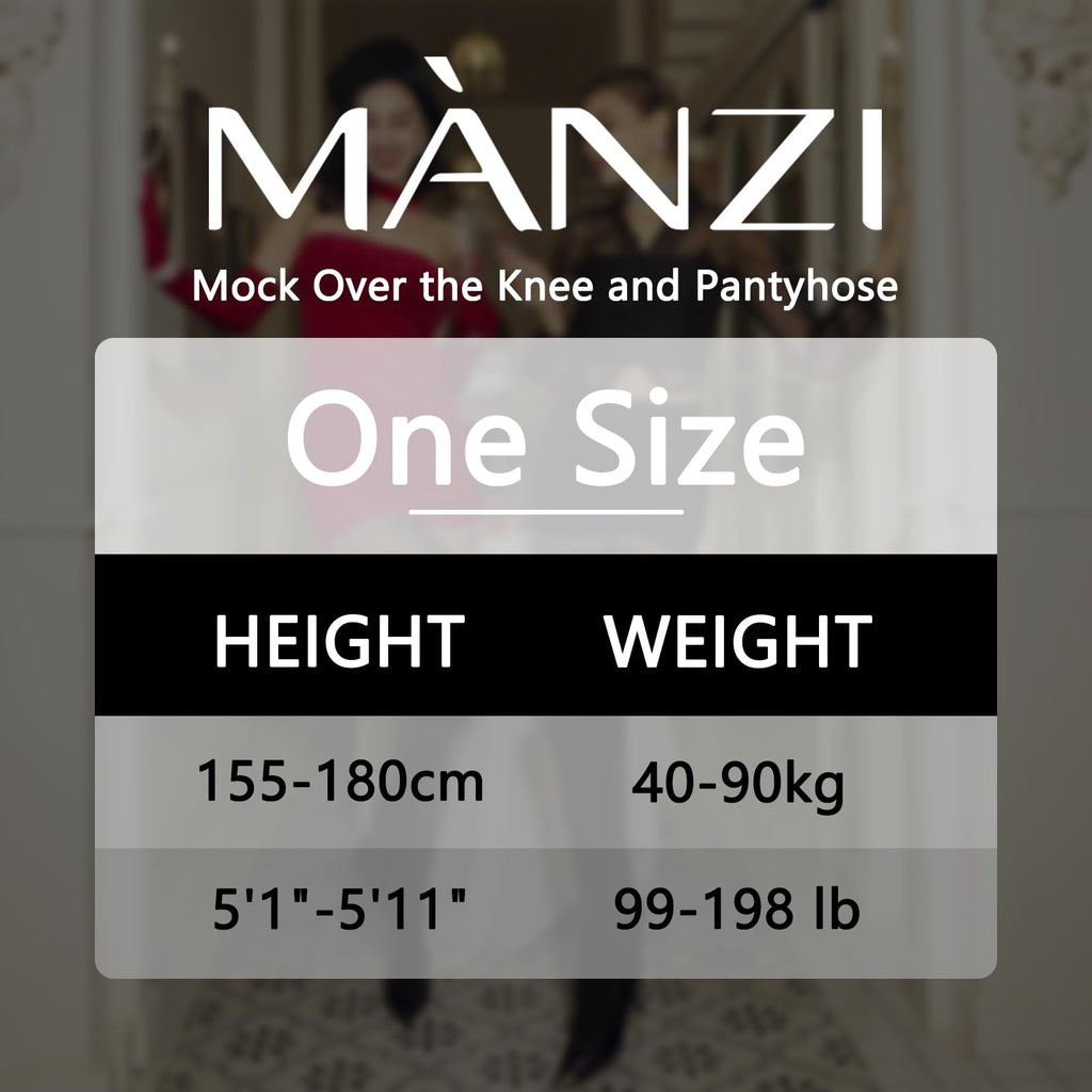 MANZI Faux Thigh High Tights Mock Suspender Pantyhose Striped Goth Fishnets Pack of 2 Grid/Suspender One Size