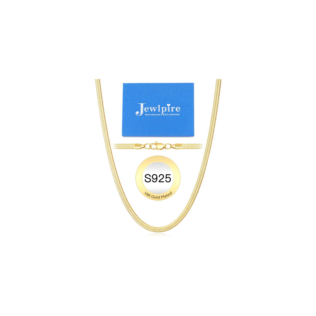 Jewlpire 18K Gold Plated Snake Chain Necklace for Women, 3mm Herringbone Necklace Choker Necklaces for Women, Women Chain Necklaces 16 Inch