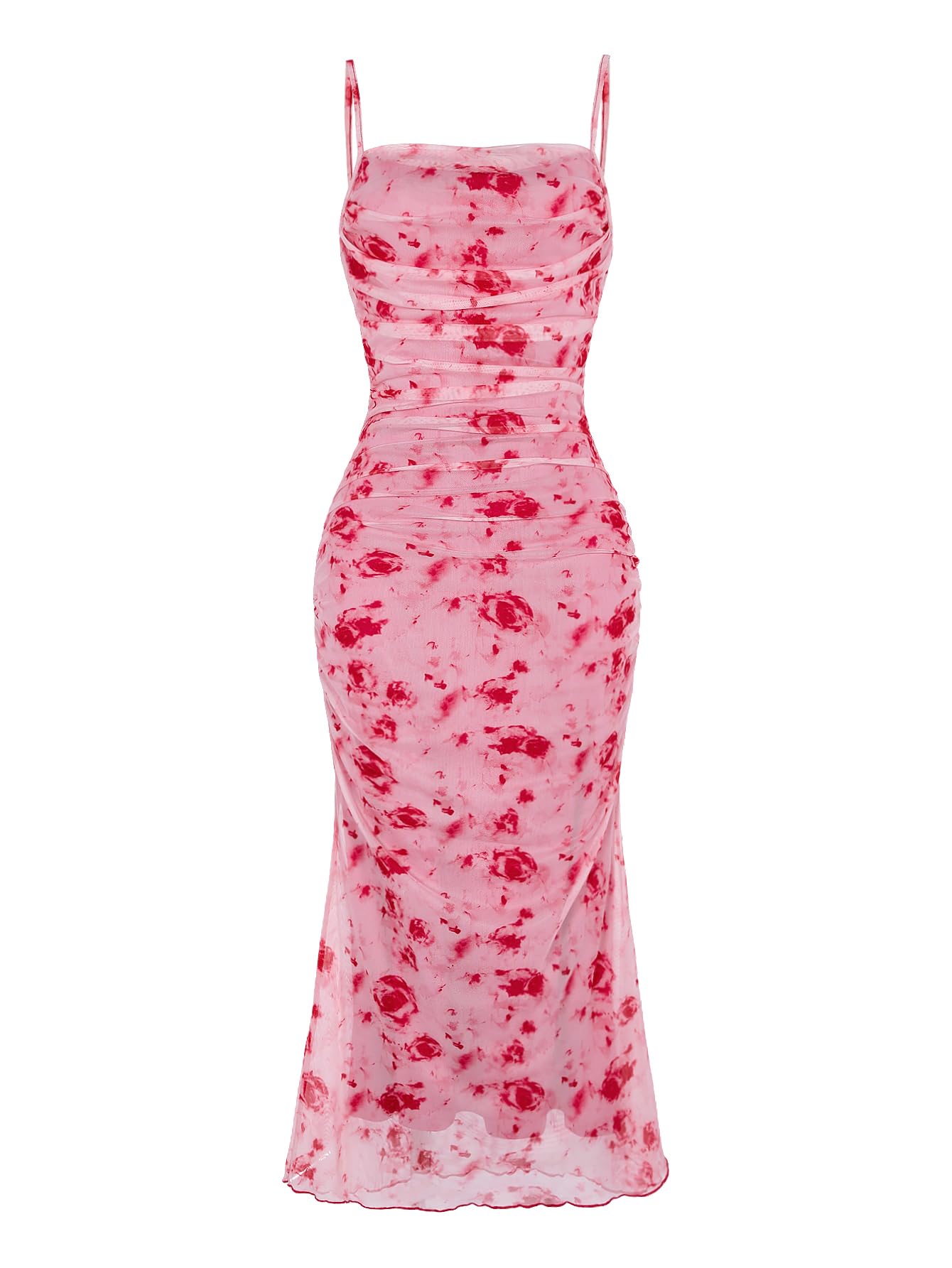 GORGLITTER Women's Floral Spring Summer Wedding Guest Dress Bridal Shower Cocktail Tea Party Beach Midi Sun Dress 2026 Hot Pink Floral Small
