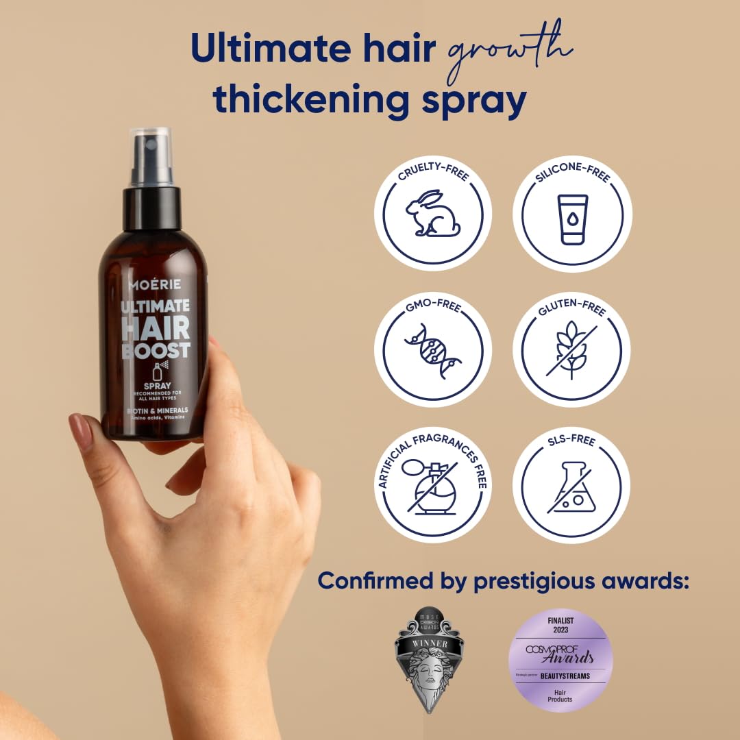Moerie Hair Growth Spray for Men and Women, Hair Loss Solution with Biotin and Rosemary, Thickening Serum for Hair Regrowth and Thinning Hair - Ultimate Scalp and Growth Care
