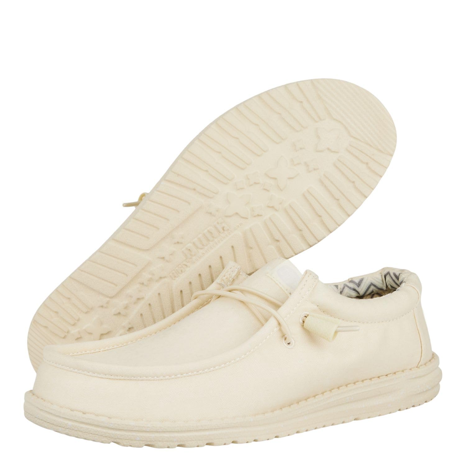 HEYDUDE Men's Wally Stretch Canvas Stone White Size 11 | Men's Shoes | Men Slip-on Loafers | Comfortable & Light-Weight
